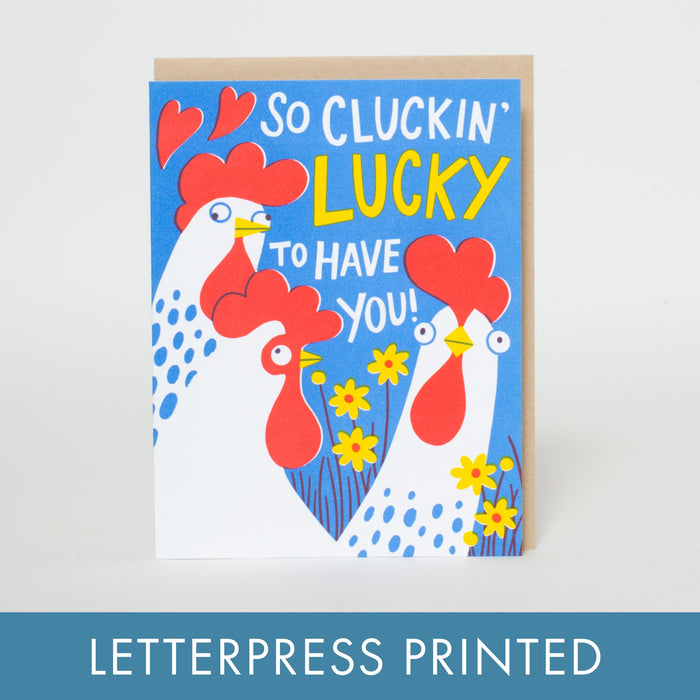 Egg Press Manufacturing- Chicken Love Punny Letterpress Greeting Card By Hello!Lucky