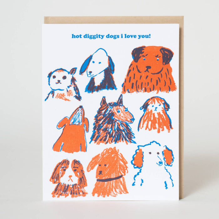Egg Press Manufacturing- Love You Hot Diggedy Dogs Letterpress Card By Egg Press