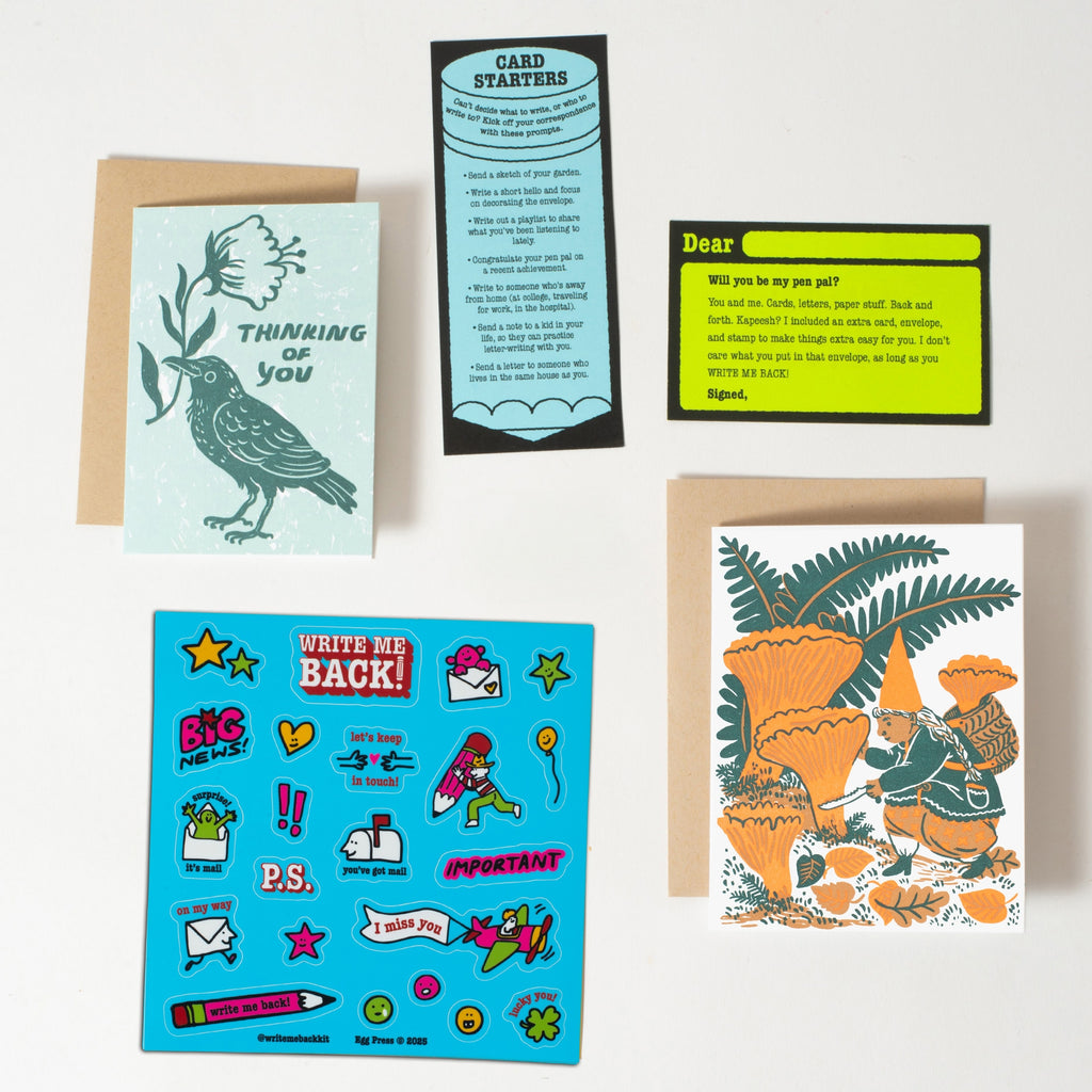 Egg Press Manufacturing- Mushroom + Crow Letter Writing Write Me Back Pen Pal Kit