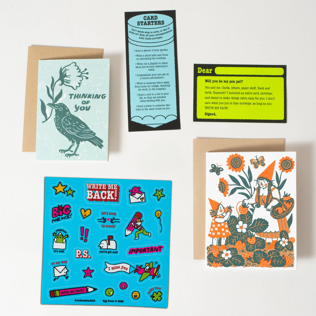 Egg Press Manufacturing- Strawberry + Crow Letter Writing Write Me Back Pen Pal Kit