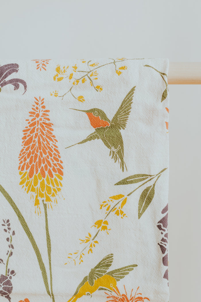 Hummingbird Garden Tea Towel